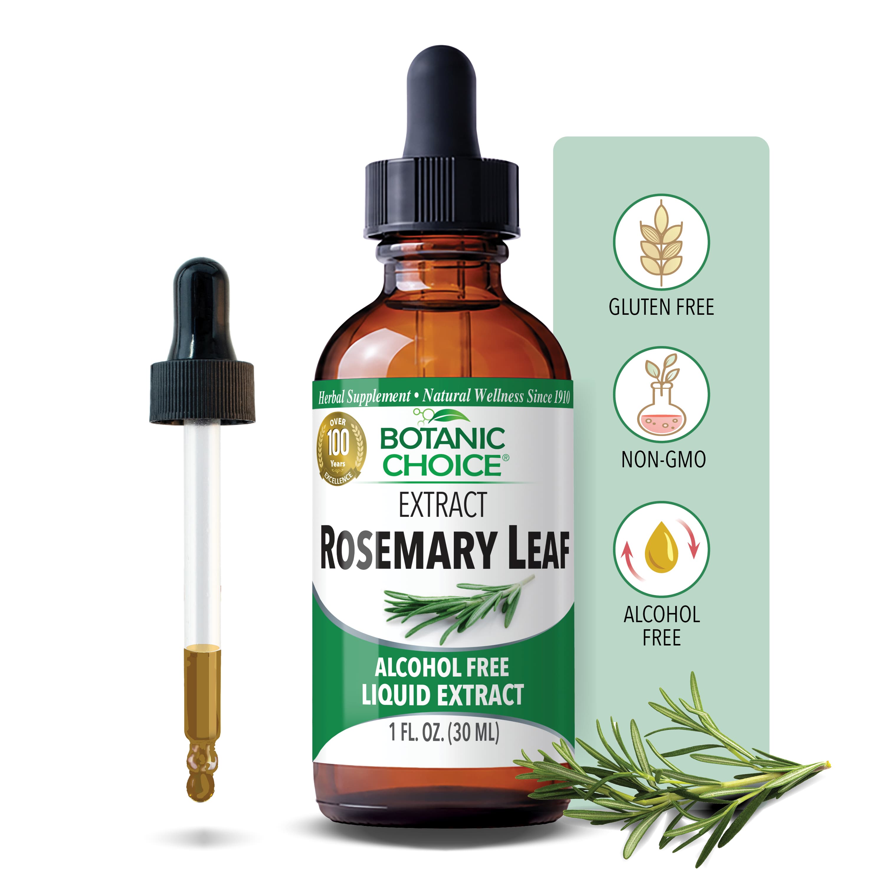 Rosemary Leaf Liquid Extract - Digestive Support Supplement - 1 Oz