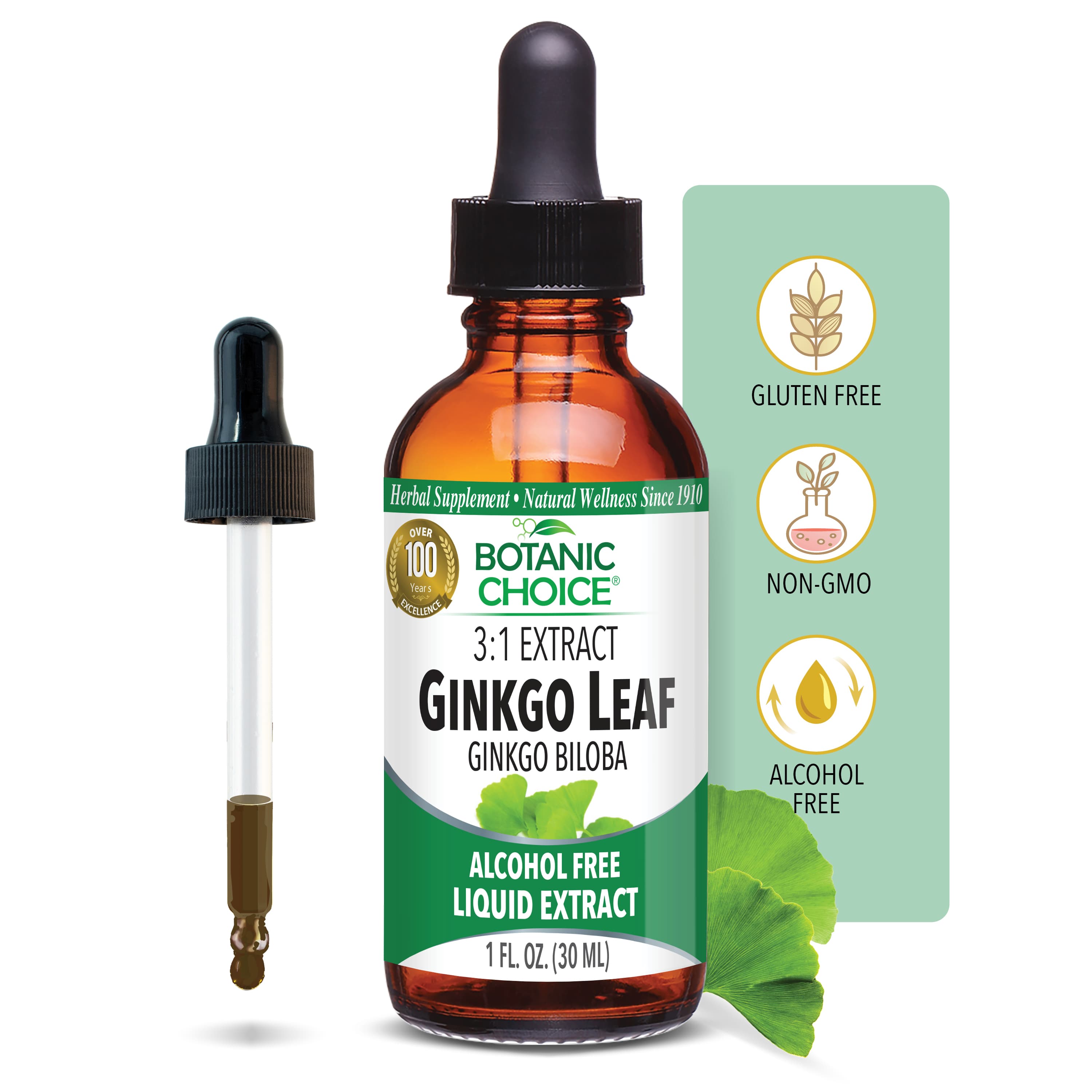 Ginkgo Leaf Liquid Extract - Memory Support Supplement - 1 Oz