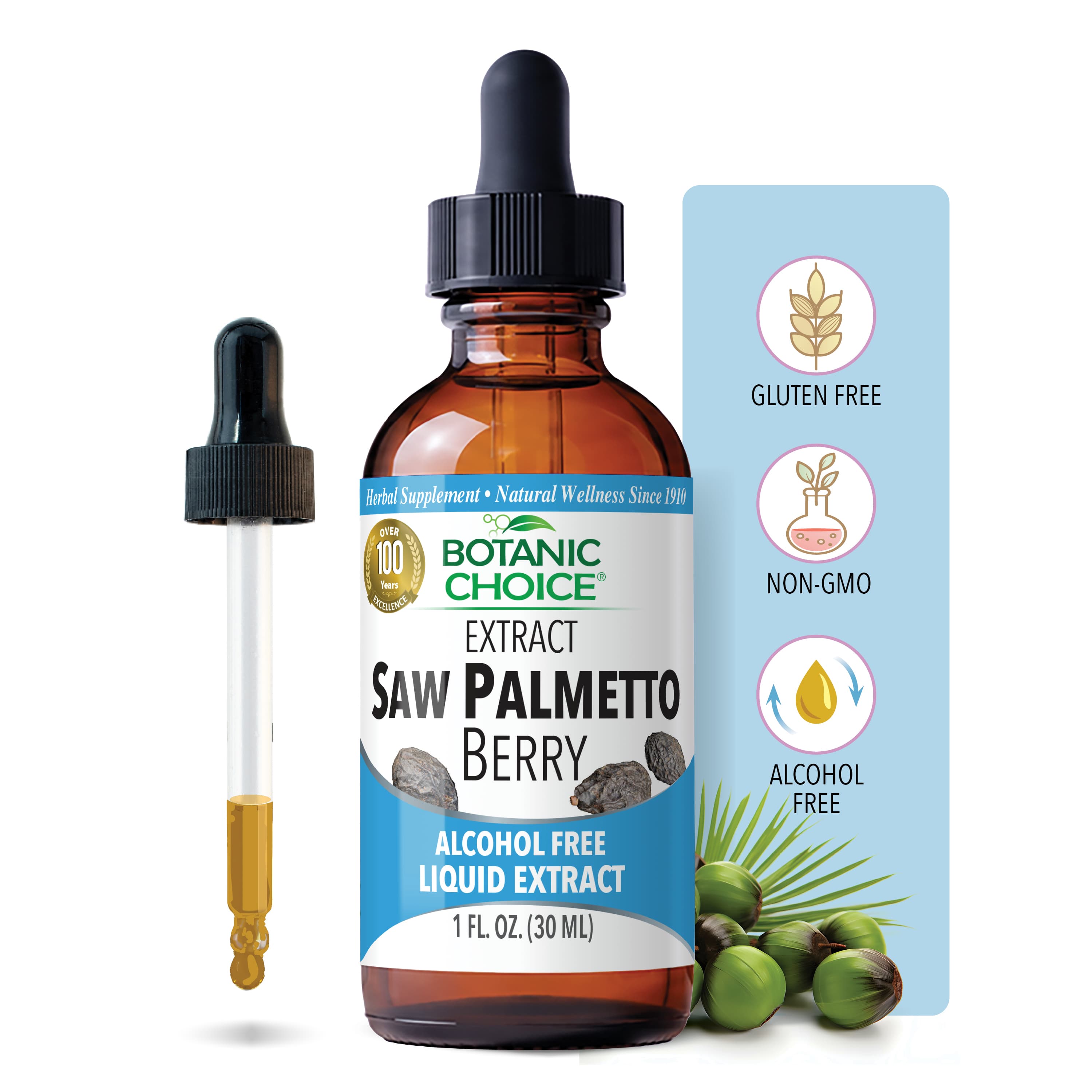 Saw Palmetto Berry Liquid Extract - Urinary Support Supplement - 1 Oz