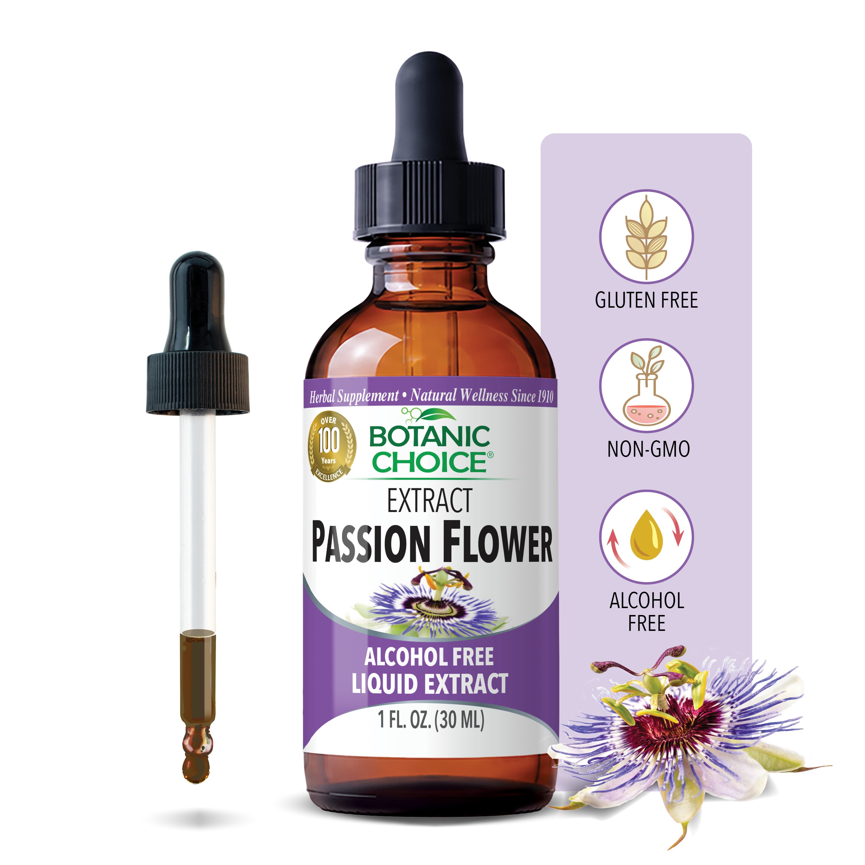 Passion Flower Herb Liquid Extract - Soothing Support Supplement - 1 Oz