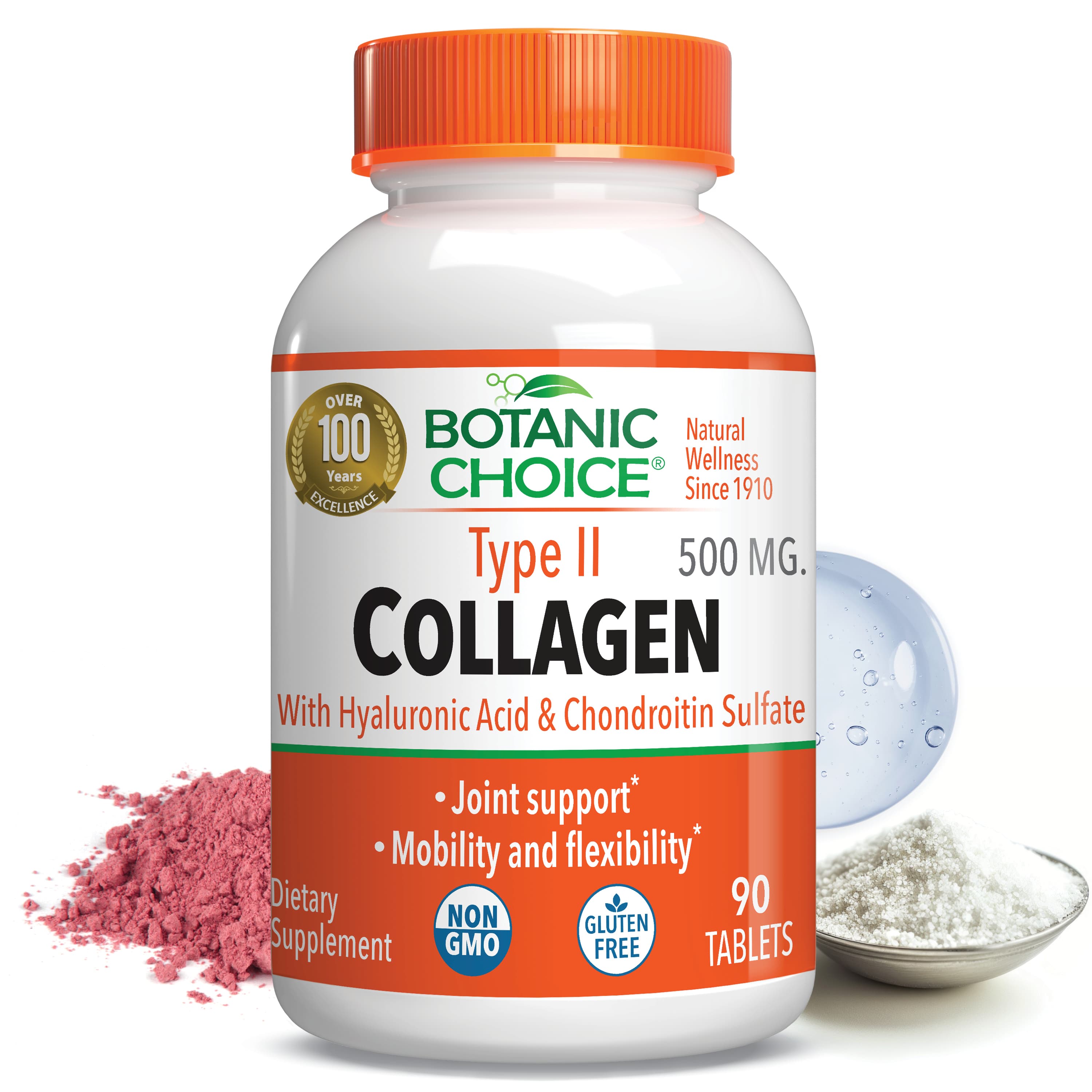 Type II Collagen Tablets 500 mg - Hair & Skin & Nails Support Supplement - 90 Tablets
